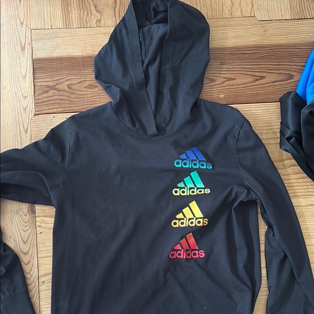Adidas Black and Blue Hoodies Sweatshirts
